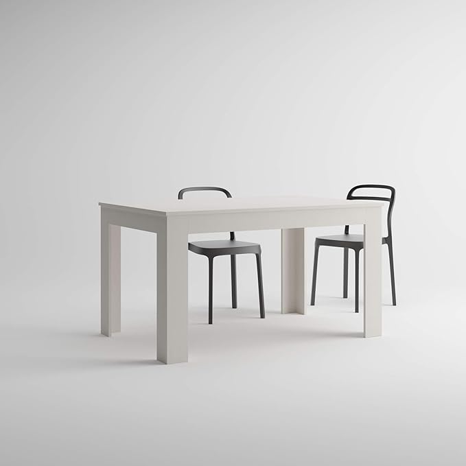 Mobili Fiver, Easy, Extendable Dining Table, 55.1(86.6) x35.4 in, Ashwood White, Made in Italy