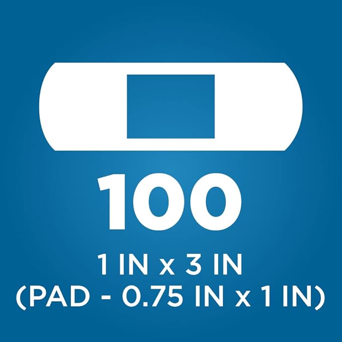 Amazon Basic Care Adhesive Bandages, Flexible Fabric, 100 Count | Pack of 3 | All-One Size | First Aid