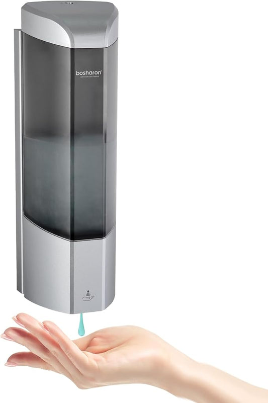 Automatic Soap Dispenser, Wall Mounted Liquid Soap Dispenser 24.6oz/700ml with Infrared Sensor, Touchless Battery Operated Hand Soap Dispenser with 3 Adjustable Soap Levels for Bathroom (Silver)