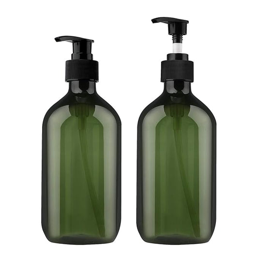 Yebeauty Pump Bottles, 17oz/500ml Liquid Soap Pump Bottles Dispenser Large Empty Plastic Refillable Containers- 2 Pack Green
