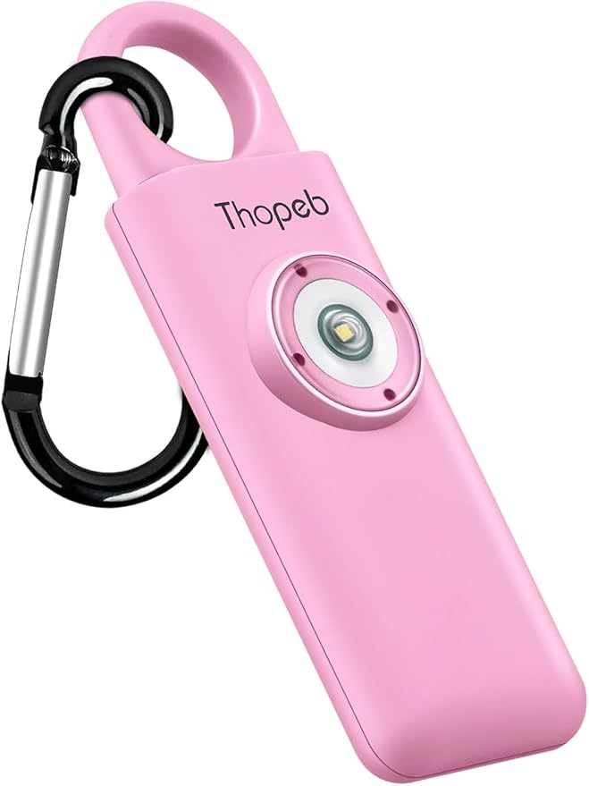 Thopeb® Personal Safety Alarm for Women – 130dB Loud Emergency Siren & SOS Strobe LED Light – Self Defense Keychain, College Dorm Room Essentials for Girls (Pink)