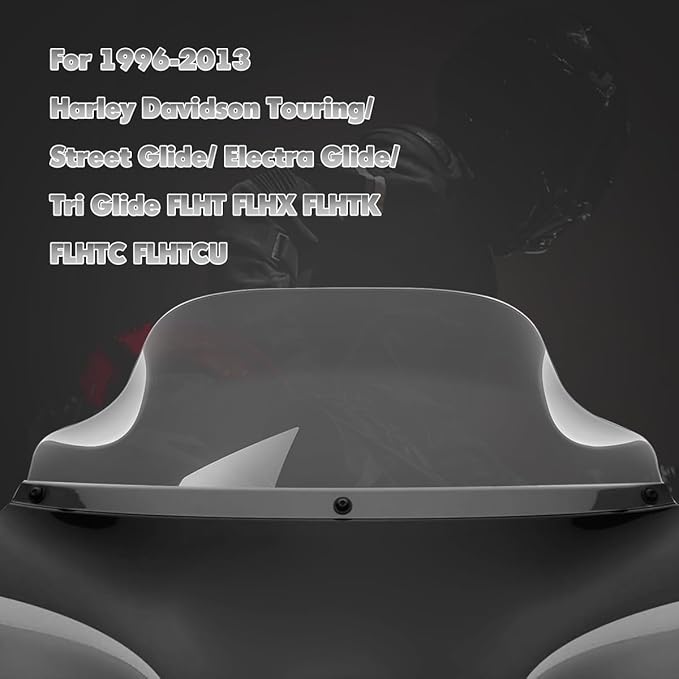 8 inch Smoke Windshield Windscreen for 1994-2013 Harley Davidson Touring Street Glide Electra Glide/Ultra Limited/Tri Glide FLHT FLHX FLHXS FLHTK