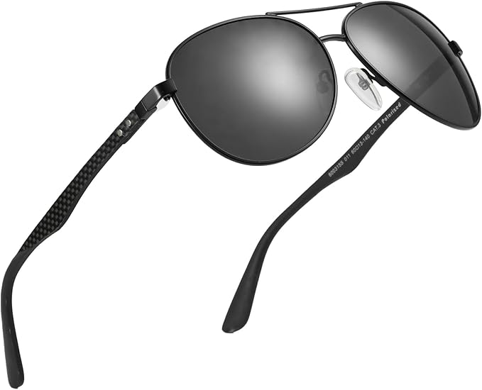 ZENOTTIC Polarized Aviator Sunglasses for Men Carbon Fiber Temple Pilot Sun Glasses with Mirrored Lens UV Protection