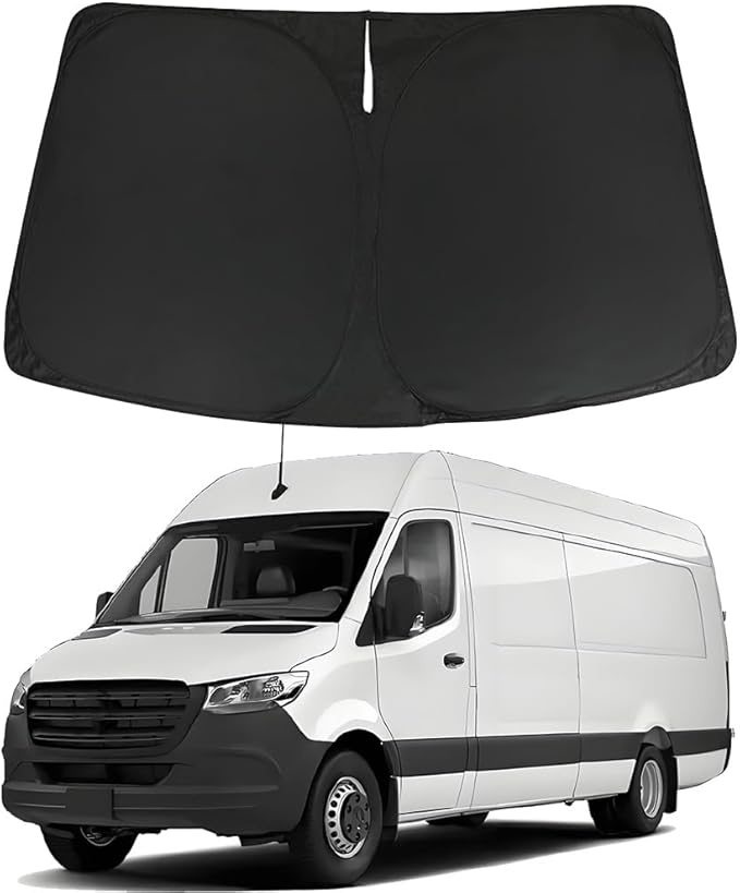 D-Lumina Windshield Sunshade - Compatible with Freightliner Sprinter & Mercedes Benz Sprinter Cargo, Crew, Passenger Motorhome 2007-2025 - Foldable Front Window Sun Protector, Sunshade, Heat Shield