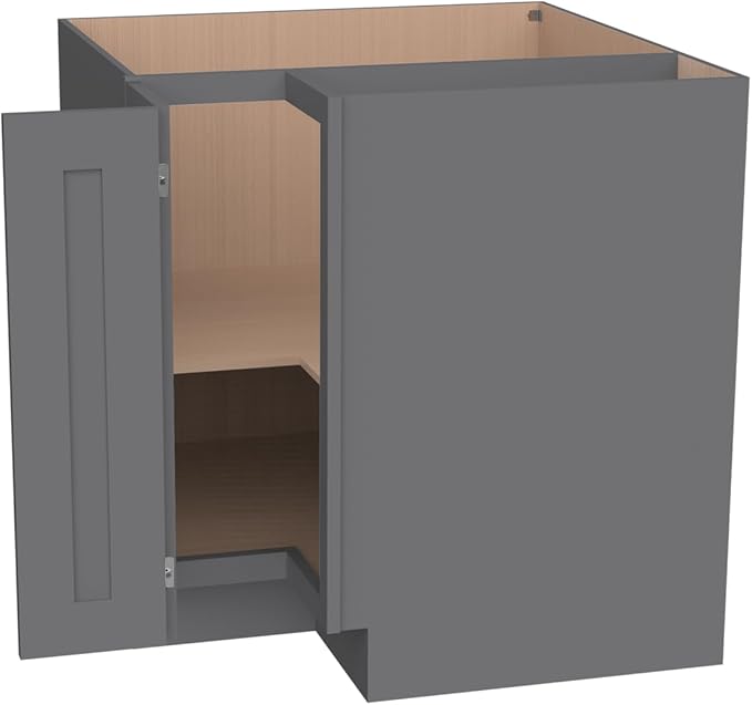 Kitchen Lazy Susan Corner Base Cabinet with Adjustable Shelf, Soft-Close Hinges, Solid Hardwood & Plywood Construction,Space-Saving RTA Storage Solution (SK-Pebble Gray, 36" W x 24" D x 34.5" H)