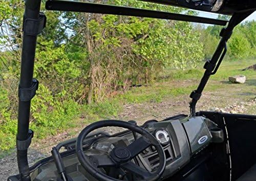 SuperATV Heavy Duty Full Windshield for 2010-2014 Polaris Ranger XP 800 / Crew / 6X6 | 1/4" Thick Clear Standard Polycarbonate | Includes Pre-installed Bulb Seal