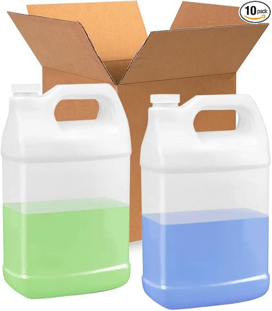 2 Pcs 1 Gallon F Style HDPE Jug - Secure 38-400 Neck Finish - Ideal Water Container for Water Storage, Detergents, Oil Containers, Industrial and Everyday Use