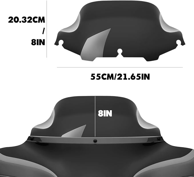 8" Windshield Windscreen for 1996-2013 Harley Davidson Touring Street Glide Electra Glide/Ultra Limited/Tri Glide FLHT FLHX FLHXS FLHTK, Black