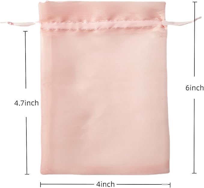 QIANF 20 Pcs Pink Small Organza Bags 4X6 inch for Wedding Favors with Drawstring, Mini Mesh Gift Bags Jewelry Pouch for Candy Bridal Shower Party Favor Baby Shower Christmas