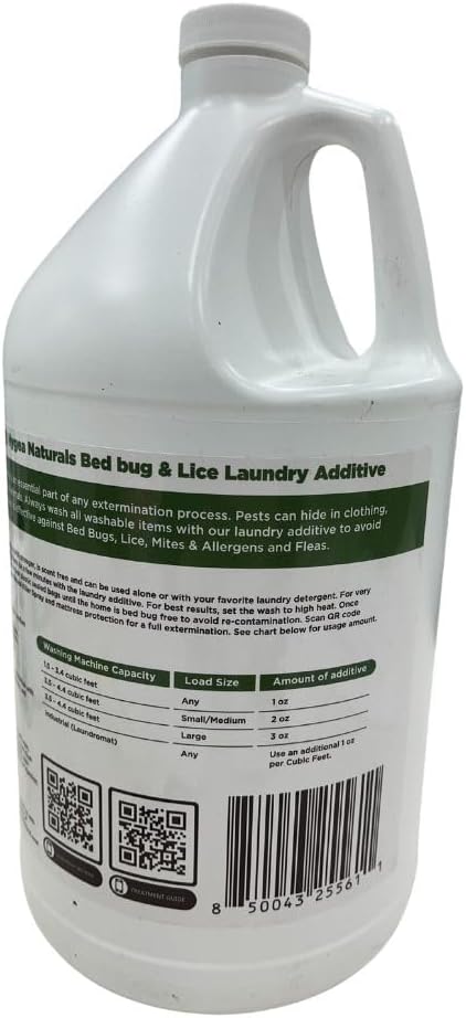 Hygea Natural Extra Strength Lice & Bed Bug Laundry Additive - Gentle, Odorless, and Stain-Free Liquid Laundry Treatment - Child and Pet Friendly - Laundry at Any Water Temperature (1 Gallon)
