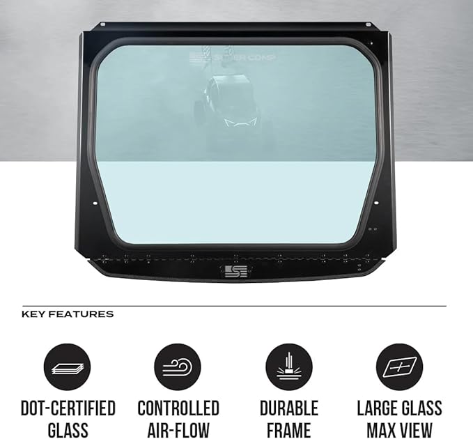 Front Windshield for Polaris Pro R (2025+) Shatter Resistant with Built-in UTV Windshield Vents, Easy Install Back Window, SXS Accessories for Rugged Terrain
