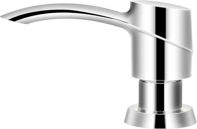 SAMODRA Soap Dispenser for Kitchen Sink, Lotion Dispenser Built-infor Kitchen Sink, Chrome ABS Pump, with 11 OZ Bottle (Chrome)