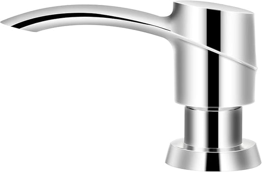 SAMODRA Soap Dispenser for Kitchen Sink, Lotion Dispenser Built-infor Kitchen Sink, Chrome ABS Pump, with 11 OZ Bottle (Chrome)