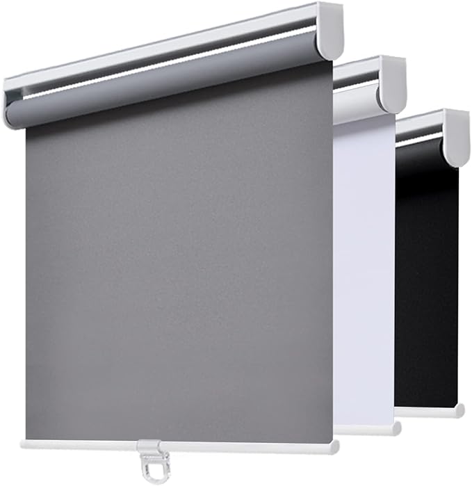 AOSKY Cordless Roller Shades Blackout Blinds for Windows Room Darkening Rolled Up Shades with Spring System, UV Protection Window Shades Door Blinds for Home and Office (24" W x 72" H, Grey)