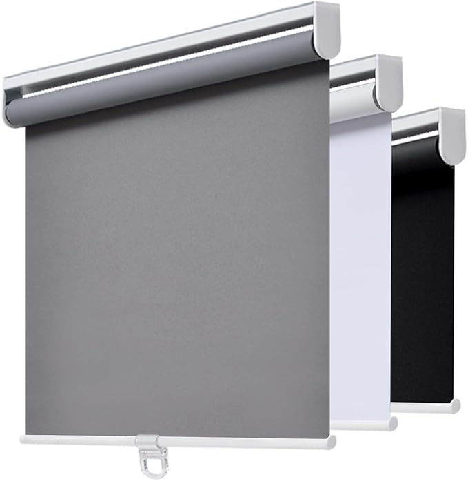 AOSKY Cordless Roller Shades Blackout Blinds for Windows Room Darkening Rolled Up Shades with Spring System, UV Protection Window Shades Door Blinds for Home and Office (26" W x 72" H, Grey)