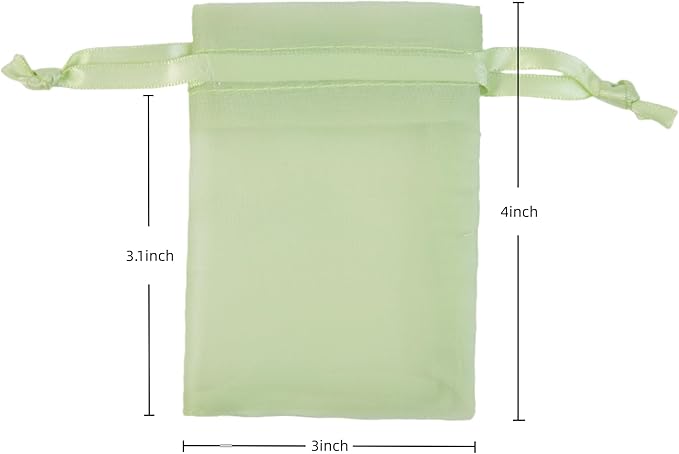 20 Pcs Light Green Small Organza Bags 3X4 inch for Wedding Favors with Drawstring, Mini Mesh Gift Bags Jewelry Pouch for Candy Bridal Shower Party Favor Baby Shower Christmas