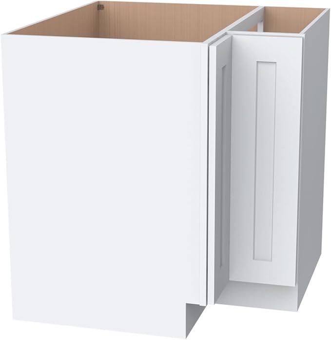 Kitchen Lazy Susan Corner Base Cabinet with Adjustable Shelf, Soft-Close Hinges, Solid Hardwood & Plywood Construction,Space-Saving RTA Storage Solution (SK-White, 33" W x 24" D x 34.5" H)