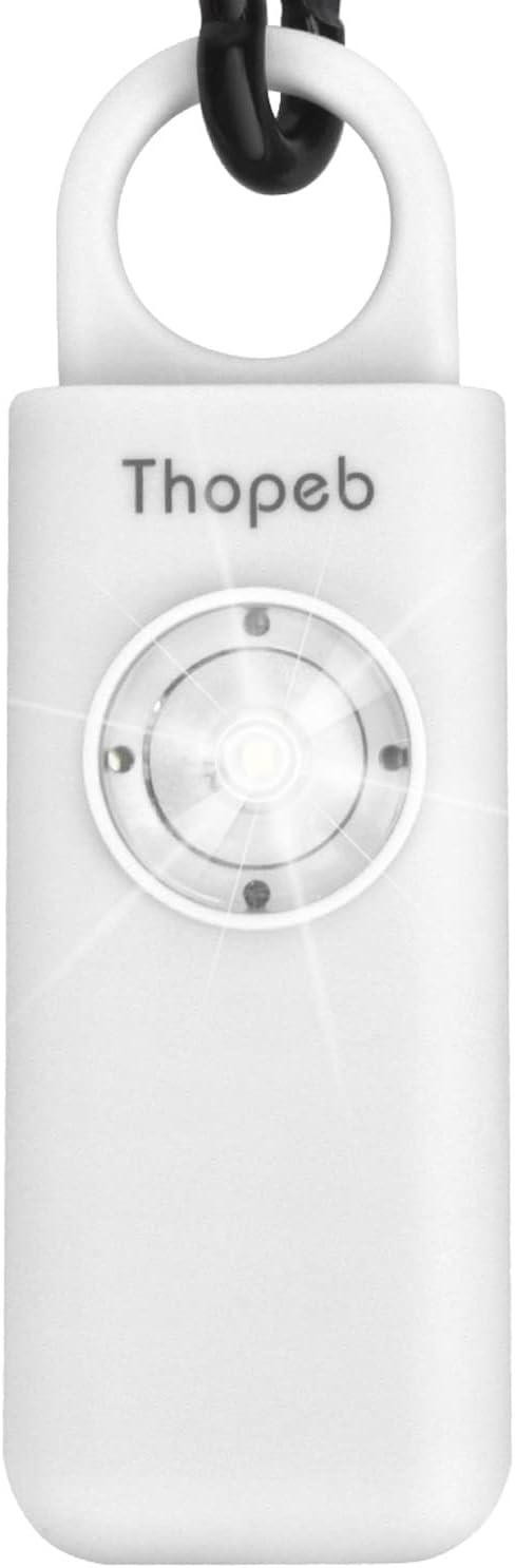 Thopeb® Personal Safety Alarm for Women – 130dB Loud Emergency Siren & SOS Strobe LED Light – Self Defense Keychain, College Dorm Room Essentials for Girls (White)