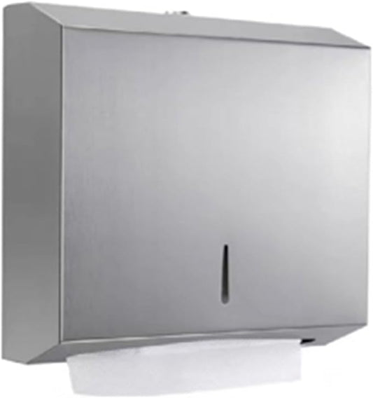 Stainless Steel Paper Towel Dispenser Wall Mounted Lockable Toilet Tissue Holder Rustproof Paper Towel Dispenser Box for Bathroom Hotel Public Restroom 304 Stainless Steel