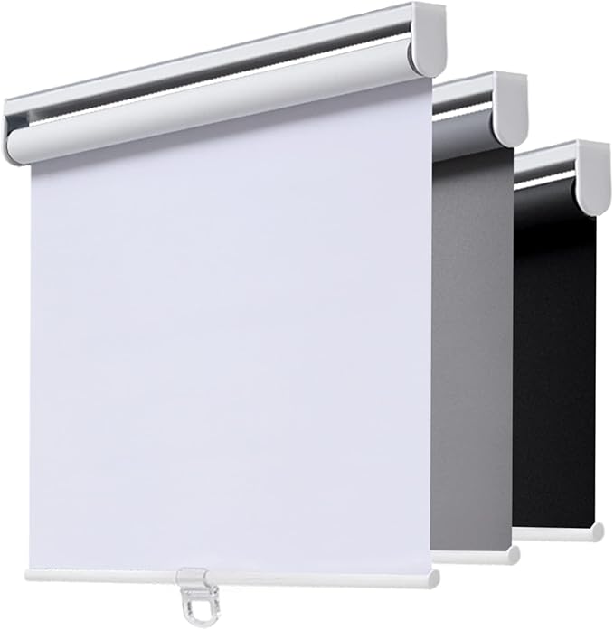 Cordless Roller Shades Blackout Blinds for Windows Room Darkening Rolled Up Shades with Spring System, UV Protection Window Shades Door Blinds for Home and Office (20" W x 72" H, White)