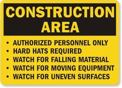 SmartSign "Construction Area - Authorized Personnel Only, Hard Hats Required" Sign | 10" x 14" Aluminum