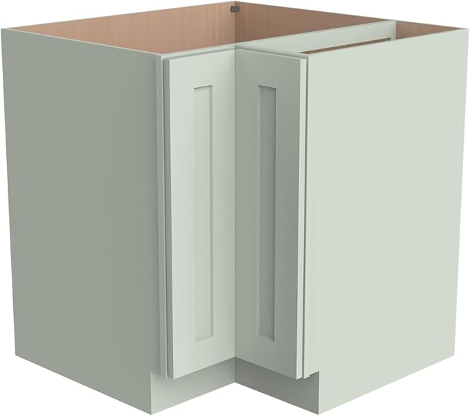 Kitchen Lazy Susan Corner Base Cabinet with Adjustable Shelf, Soft-Close Hinges, Solid Hardwood & Plywood Construction,Space-Saving RTA Storage Solution (SK-Jade Green, 36" W x 24" D x 34.5" H)