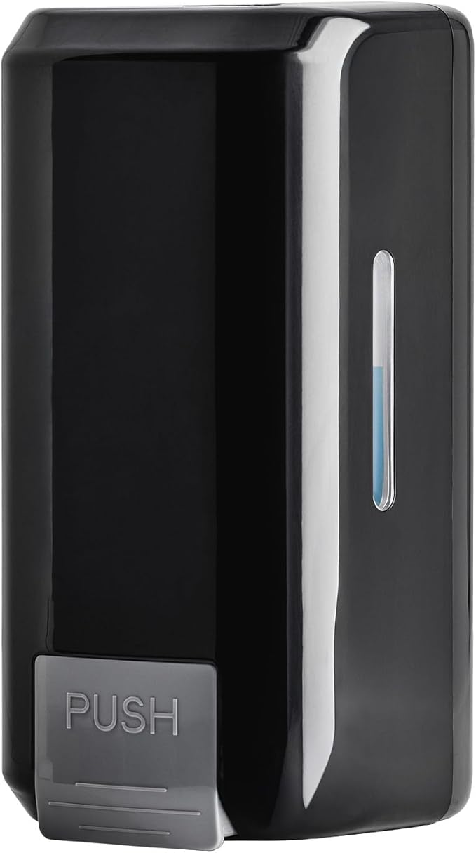 Wall Mounted Soap Dispenser with Large 34 oz. Capacity - A Black Commercial Hand Soap Dispenser or Hand Sanitizer Wall Mount Unit That Holds 25 pct More Than Other Brands - ADA Compliant