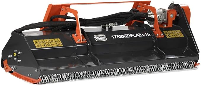 Titan Attachments 68" Hydraulic Flail Mower Attachment, Heavy Duty Blades for Tough Brush and Tall Grass, Adjustable Roller Bar, Quick Tach, Fits Almost All Skid Steers, Loaders & Tractors