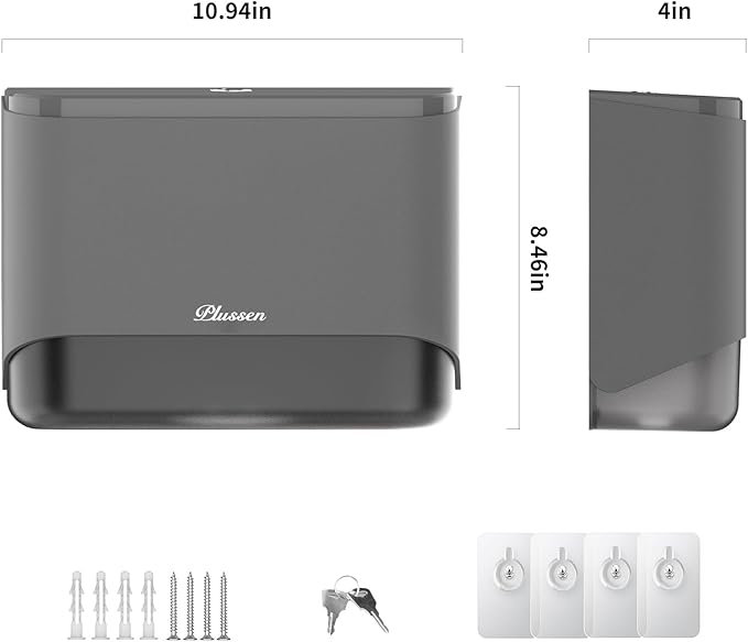 Paper Towel Dispenser Wall Mount, Adhesive No Drilling Multifold Trifold Cfold Commercial Hand Towel Dispenser,Silver-PN6012