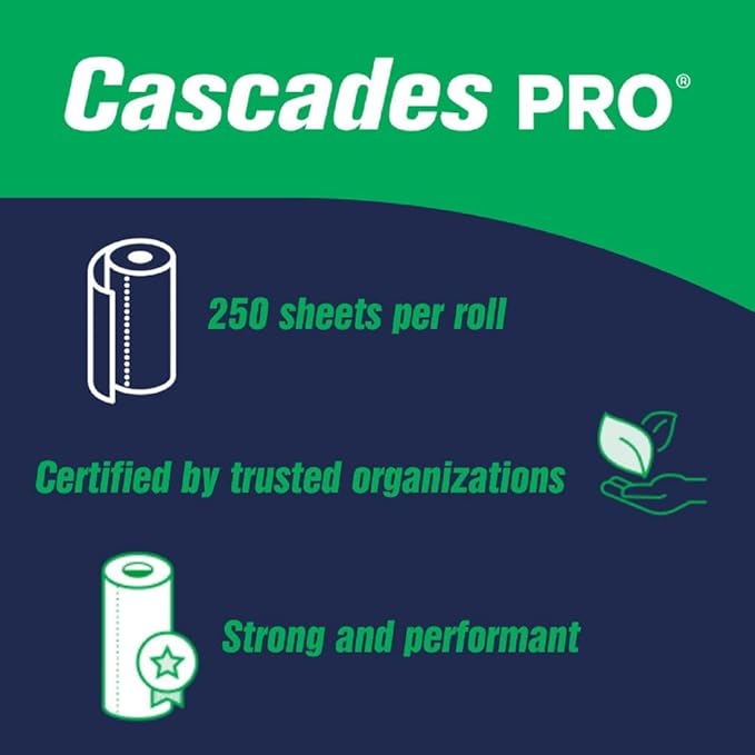 Cascades PRO Select Kitchen Roll Towels, 2-Ply, 8 X 11, 250/roll, 12/carton