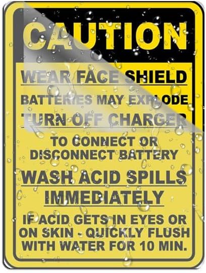 Acrylic Signage,8X6 Inches,1/4 Inch Thick, Battery Charging Procedures Sign For Signs,Crafts,Fish Tanks,Table Tops,Windows Glass