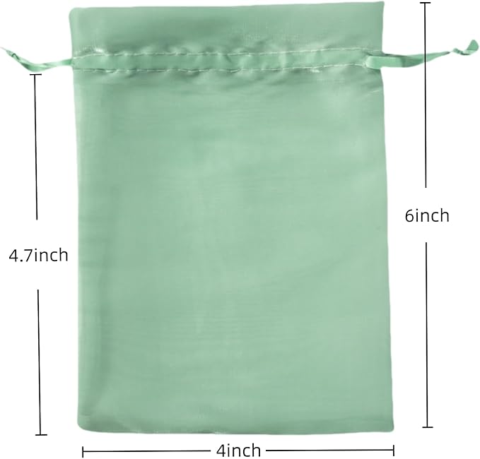 QIANF 20 Pcs Sage Green Small Organza Bags 4X6 inch for Wedding Favors with Drawstring, Mini Mesh Gift Bags Jewelry Pouch for Candy Bridal Shower Party Favor Baby Shower Christmas