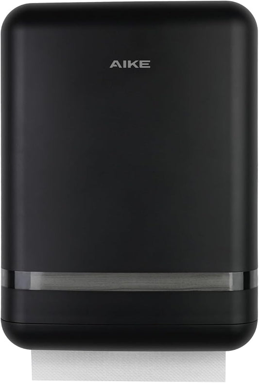 AIKE 400 Sheets Multifold Paper Towel Dispenser Wall Mount for Commercial with Lock Large Capacity, Black (Folded Size 9.0" x 3.5" Or Smaller)