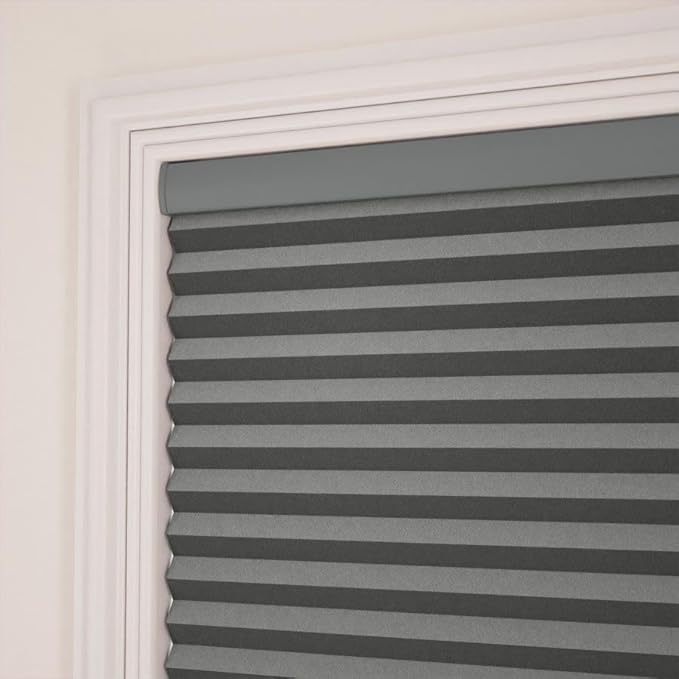 SelectBlinds Cordless Blackout Cellular Shades – No-Drill or Drill Mount – Maximum Darkness & Energy Efficiency – Any Size 13-84” W x 12-84” H, 4 Color Choices, Inside or Outside Mount (Asphalt)