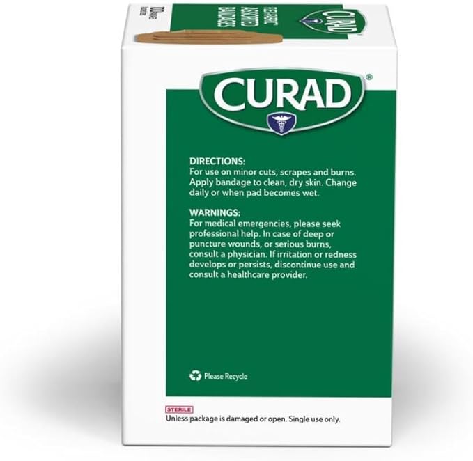 CURAD Flex-Fabric Adhesive Bandages, Assorted Sizes, Durable and Flexible Protection, 100 Count (Pack of 6)