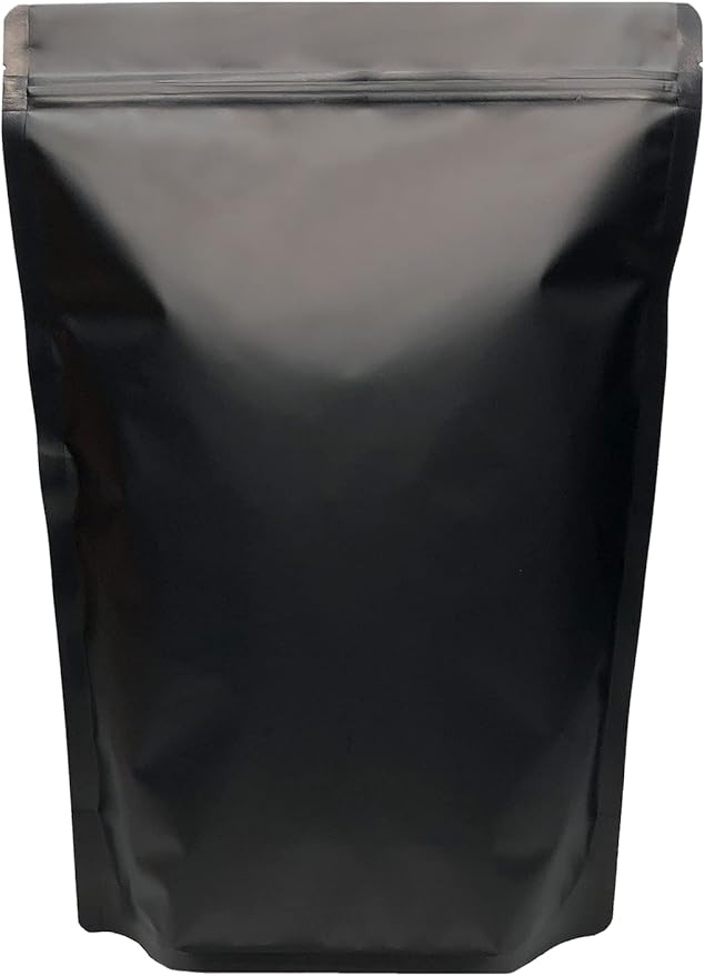 50 Pack Matte Black Stand Up Food Storage Bags – 5 Mil 8x12 Inches Resealable Food Storage Zipper Pouch Bag, Large Heat Sealable Plastic Foil Packaging Pouches