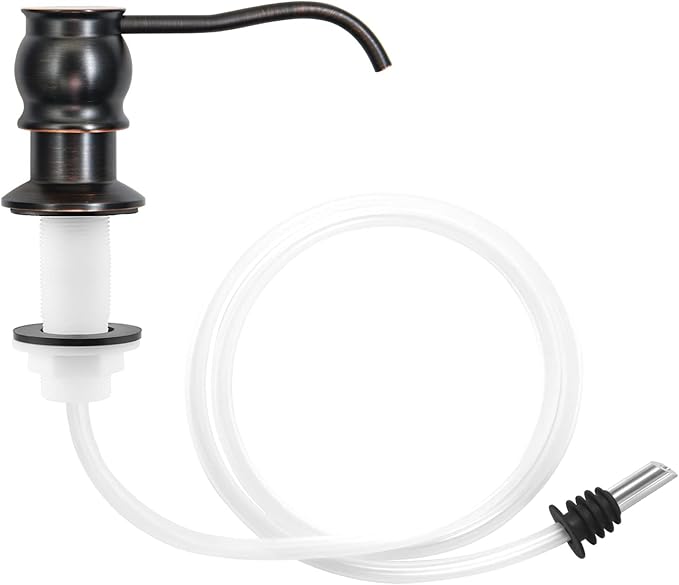 SAMODRA Soap Dispenser for Kitchen Sink, Brass Pump Head Oil-Rubbed Bronze Finish Built in Design with 39” Extension Tube Directly to Soap Bottle, No More Messy Refills(No Bottle)