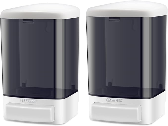 2 Pack 33.8 oz Manual Wall Mounted Soap Dispenser Kitchen Bathroom Hand Commercial Soap Dispenser Refillable for Liquid Containers Shampoo Gel Chamber-Plastic Black
