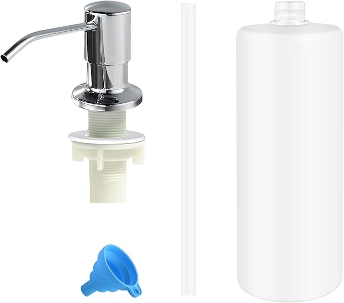 Soap Dispenser for Kitchen Sink,Stainless Steel Built in Soap Dispenser Countertop Pump Head,Dish Soap Hand Lotion Dispenser with Refillable 13.5OZ Bottle