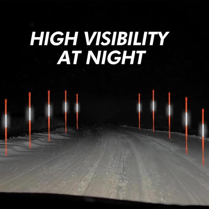 4ft Pro Snow Stakes - 48" x 5/16" Driveway Markers, Pointed Tip, Hy Viz Reflective Tape, Armor Cap (Choose Color/Quantity) (100, Black)