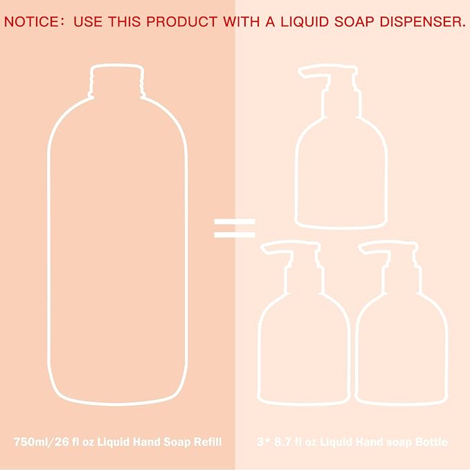 ROMIIE ZOI Liquid Hand Soap Refill, Rose, Gentle & Moisturizing Formula, 750 ML/ 26 FL OZ