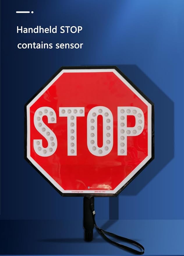 17.7" LED Stop Slow Paddle - Double-Sided Reflective Handheld Traffic Sign with Steady/Flashing Light Modes, Durable Rustproof Aluminum, Essential Safety Tool for Road Work and Events