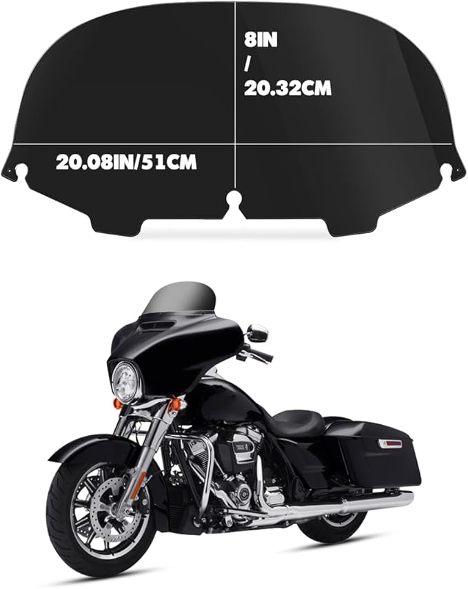 8" Windshield Windscreen for 1996-2013 Harley Davidson Touring Street Glide Electra Glide/Ultra Limited/Tri Glide FLHT FLHX FLHXS FLHTK, Black
