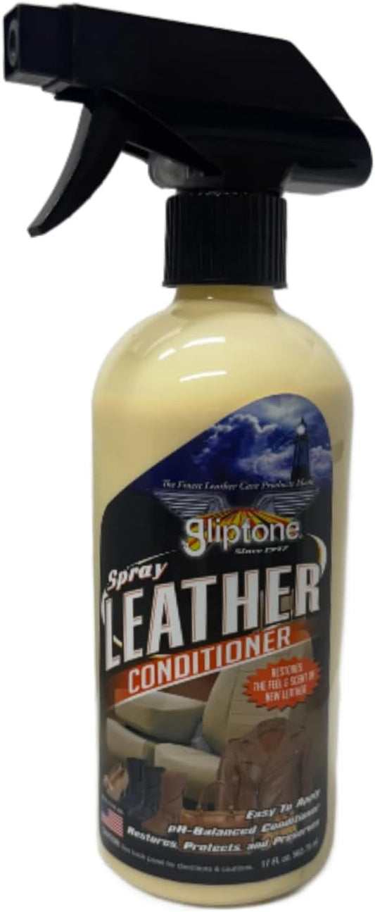 Gliptone Leather Conditioner Spray, Professional pH-Balanced Formula Restores Softness, Shine & Flexibility, No Rubbing Needed, Safe for Car Interiors, Furniture & Jackets, Made in USA,17 oz