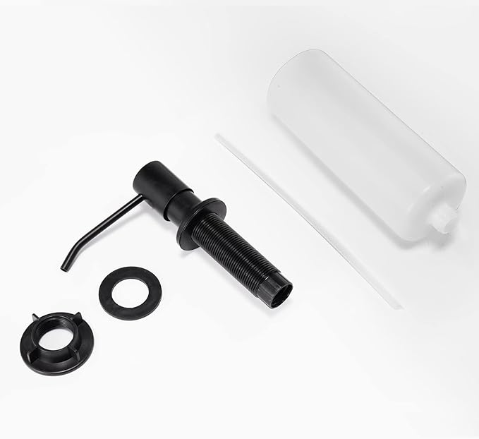 FORIOUS Black Soap Dispenser for Kitchen Sink with 500ML/18OZ Bottle, Lotion Dispenser Built in Refill from The Top for Countertop Sink