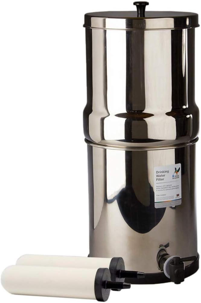 British Berkefeld 2.24 Gallon Gravity-Fed Water Filter System- Stainless Steel with 2x ATC Super Sterasyl Candle Filters