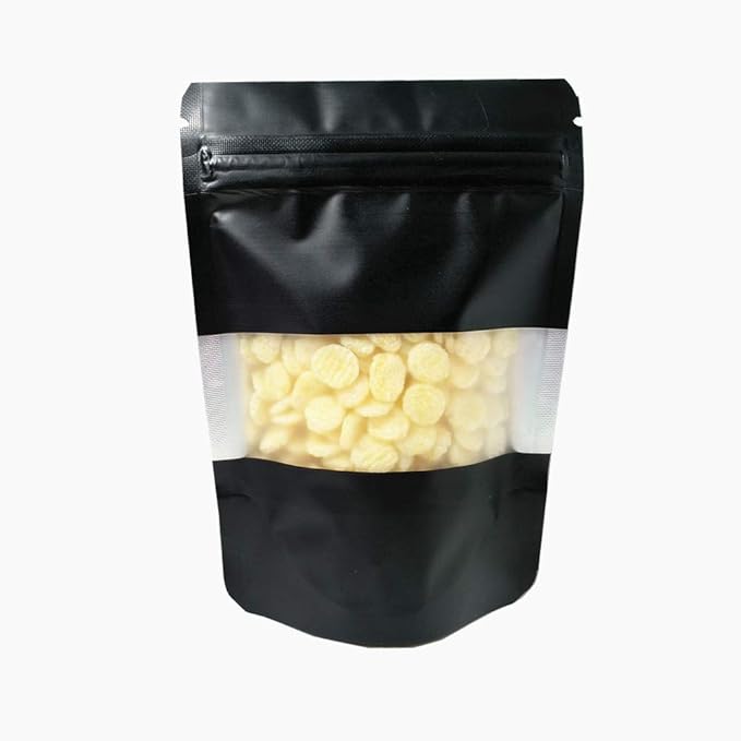 100 Pieces Mylar Bags with Window Zipper Lock Stand Up Aluminum Foil Bag for Zip Food Storage Lock Packaging Bag Reusable (3.9x5.9 inch, Black)
