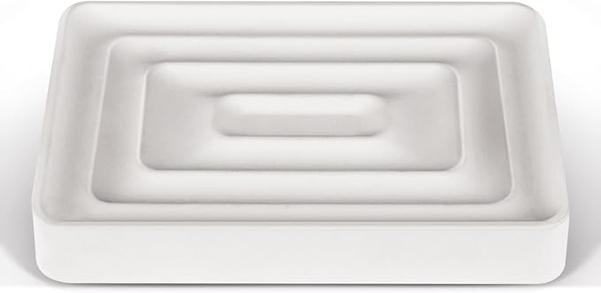 1 Pack Diatomite Soap Dish Holder, Quick Dry Stone Bath Tray, Diatomaceous Earth Stone Soap Holder, Water Absorbent Rectangular Soap Dish for Bar Soap, White
