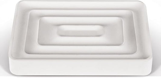 1 Pack Diatomite Soap Dish Holder, Quick Dry Stone Bath Tray, Diatomaceous Earth Stone Soap Holder, Water Absorbent Rectangular Soap Dish for Bar Soap, White