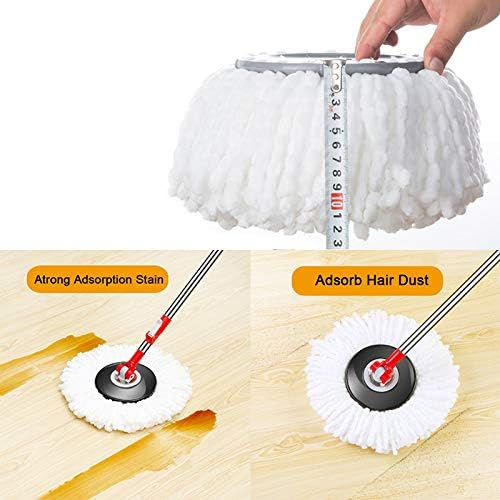 Replacement Microfiber Mops Head, Compatible for Hurricane Spin Magic Mop Head, fits 6.36‘’ Standard Replacement Round Spin Mop Heads,Inner Hole 2.5'' Only (3 Pack)